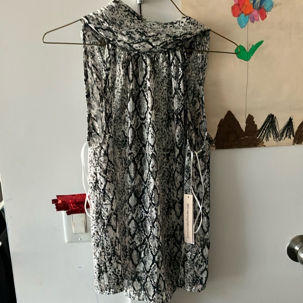 NWT AQUA Slightly sheer tie neck mini dress